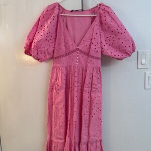 Zara Pink Eyelet Maxi Dress
